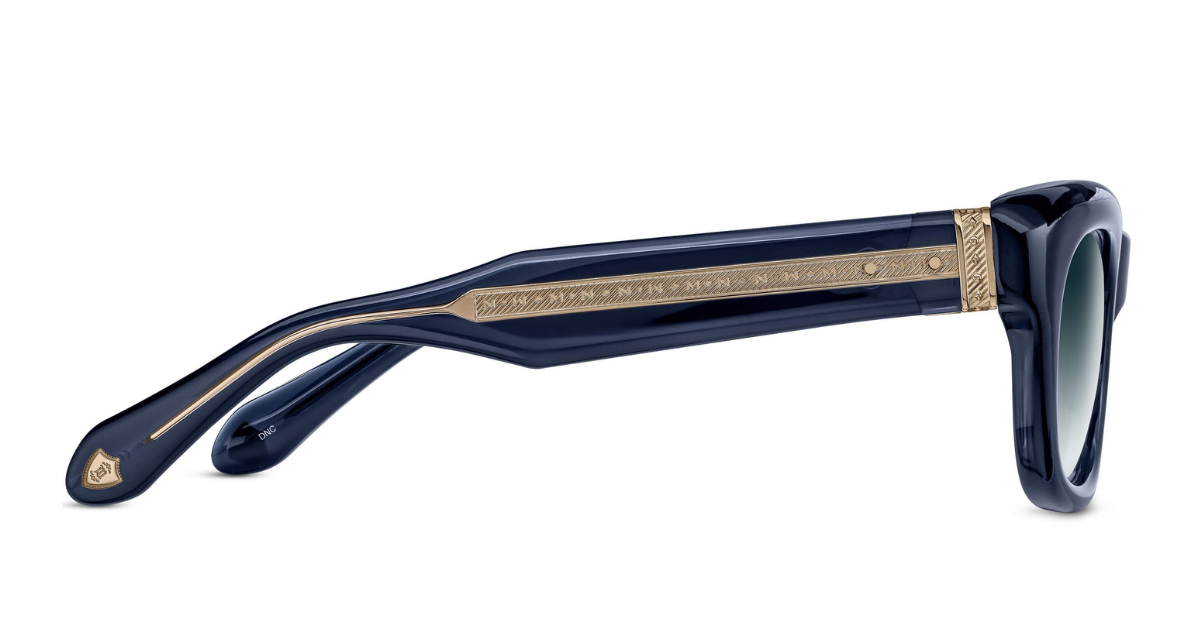 matsuda m1042 dark navy crystal eckige sonnenbrille in blaue mit blauen verlaufsgläsern
