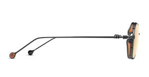 Matsuda M3153 Matte Black eckige sonnenbrille aus titan in matte schwarz mit orangenen gläsern