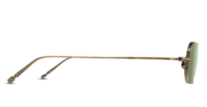 matsuda m3163 antique gold rechteckige sonnenbrille aus titan in gold mit grünen gläsern