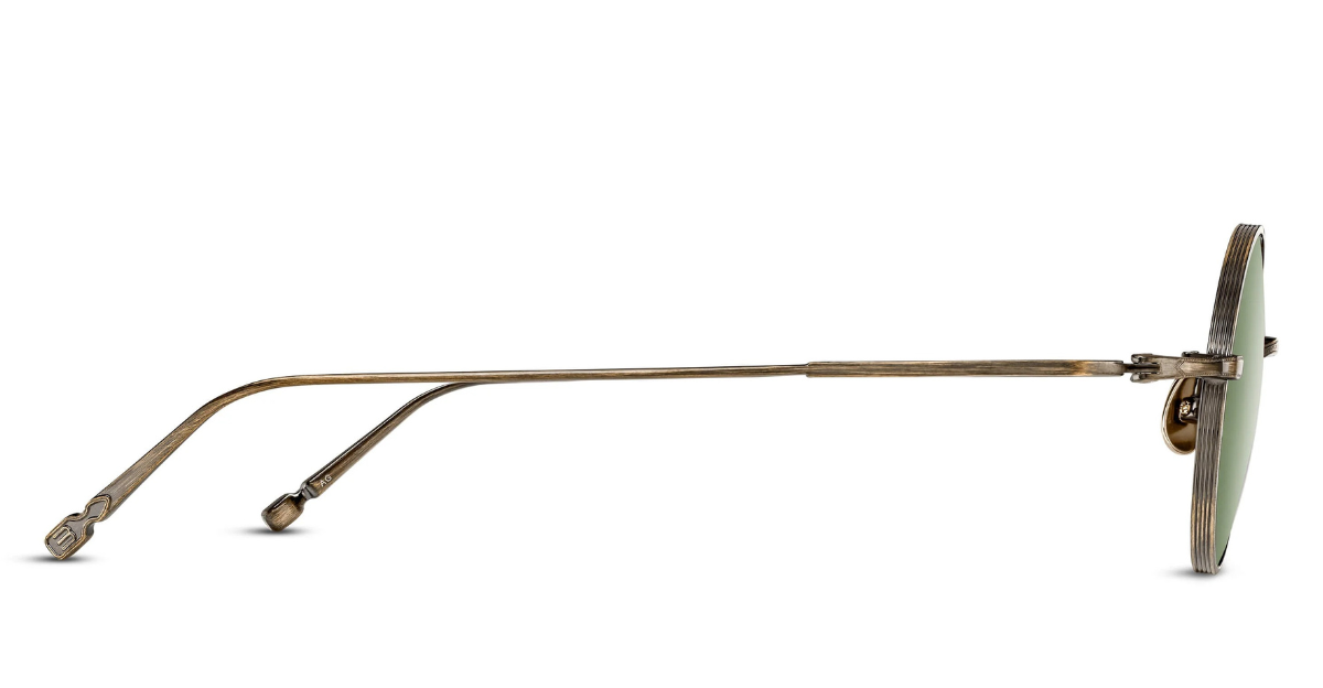 matsuda m3168 antique gold runde sonnenbrille aus titan in gold mit grünen glkäsern