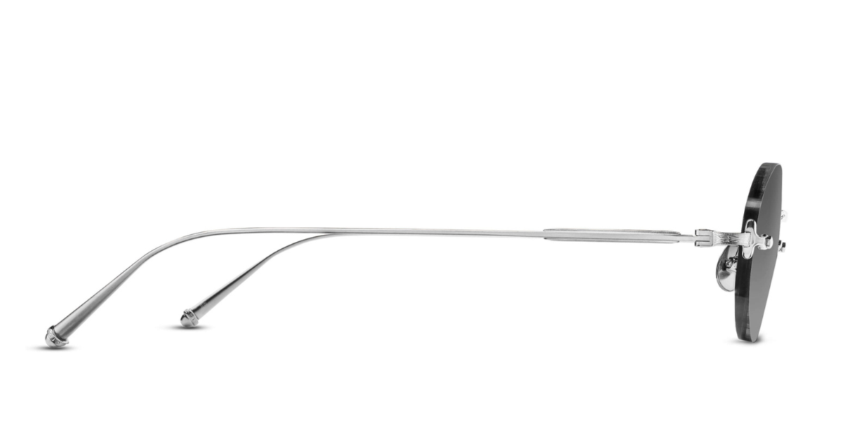 matsuda m5002 palladium white ovale randlose sonnenbrille in silber mit grauen gläsern