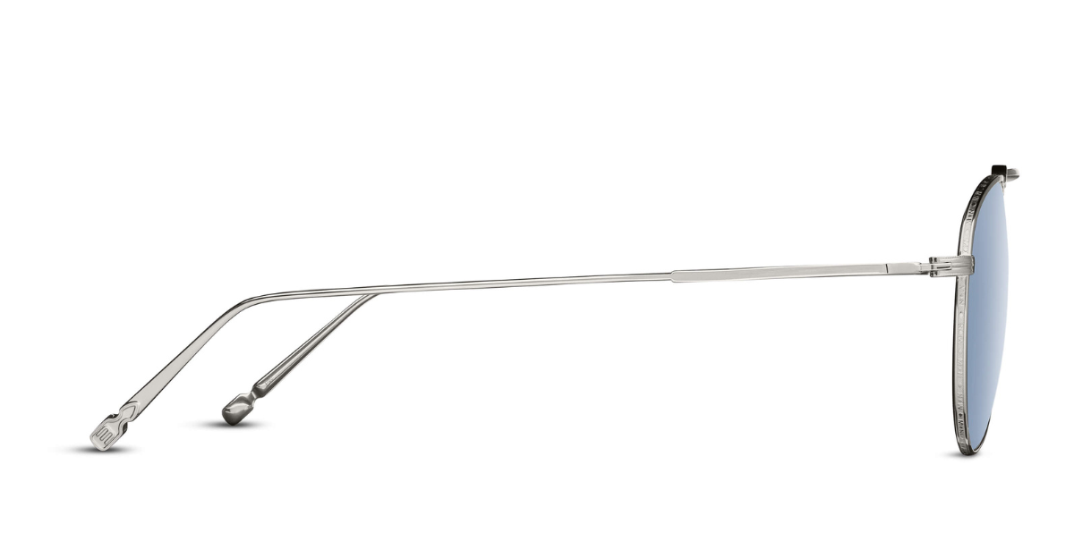 Matsuda m3130 palladiium white aviator sonnenbrille in silber mit blauen gläsern