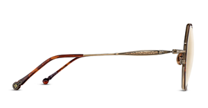 matsuda m3162 antique gold- dark tortoise eckige sonnenbrille in gold und havana mit braunen gläsern