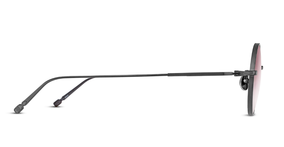 matsuda m3168 matte black runde sonnenbrille aus titan in schwarz mit rosa verlaufenden gläsern