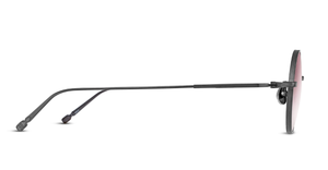 matsuda m3168 matte black runde sonnenbrille aus titan in schwarz mit rosa verlaufenden gläsern