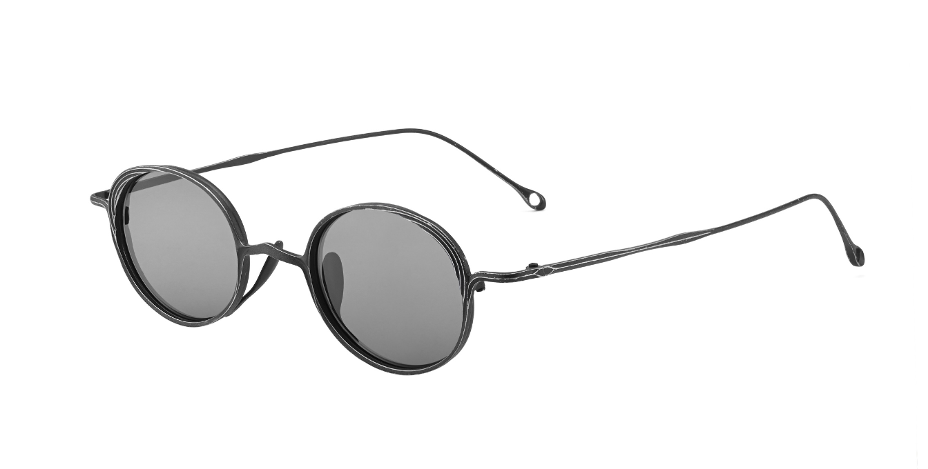 rigards RG1076TI | Antique Black ovale sonnebrille aus titan in schwarz mit grauen gläsern