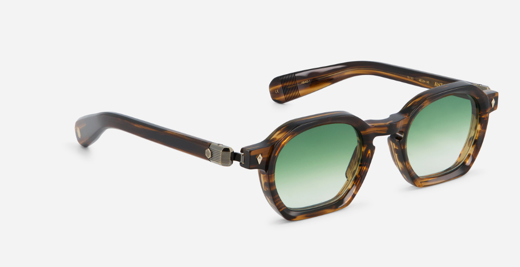 Sato Antales | HB/AG-1 eckige sonnenbrille in havana mit grünen verlaufsgläsern