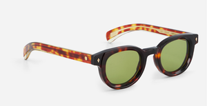 sato Gienna DG-1 pantoförmige acetat sonnenbrille in havana mit grünen gläsern