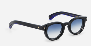 sato gienna E-1 pantoförmige acetat sonnenbrille in schwarz mit blauen verlausfgläsern