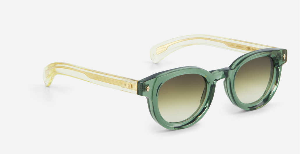 sato Gienna SP-1 pantoförmige sonnenbrille aus acetat in grün mit olive farbenen verlaufsgläsern
