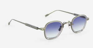 sato rigel mg/gc eckige sonnenbrille in hellgrau und grün mit blau-grünen verlaufsgläsern