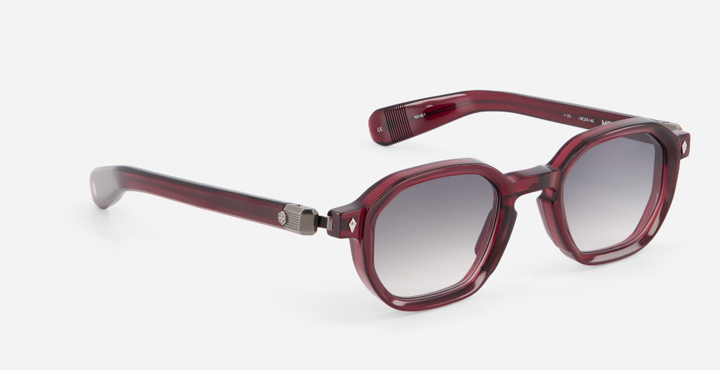 sato menkar rs/as-1 eckige sonnenbrille in rot mit grauen verlaufsgläsern