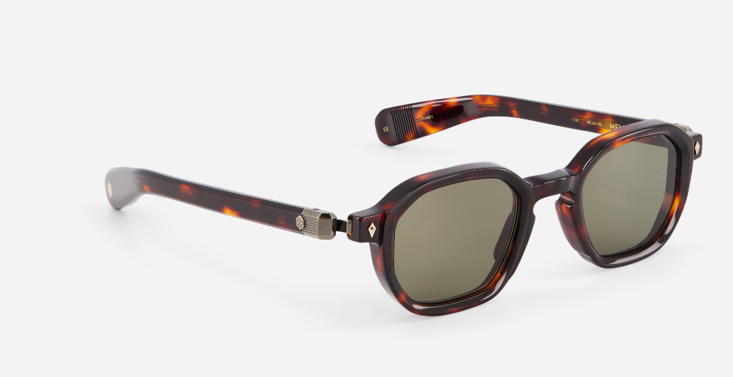 sato menkar tt/ag-1 eckige sonnenbrille in havana mit grünen gläsern