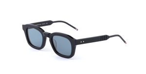 thom browne 412a 001 eckige sonnenbrille in schwarz mit grauen gläsern
