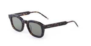 thom browne 412a 206 eckige sonnenbrille in havana mit grünen gläsern
