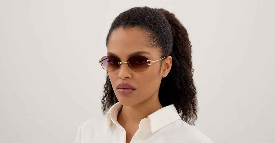 Cartier CT0551S | 006 - Oval luxury Sunglasses in Gold with purple