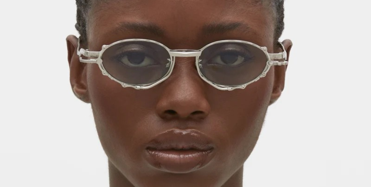 kuboraum Z60 SL ovale Sonnenbrille in silber mit hellgrünen Gläsern