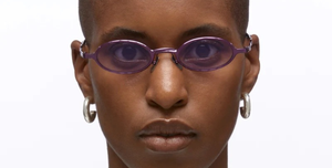 kuboraum Z24 FX ovale sonnenbrille aus metall in violett mit violetten hellen gläsern