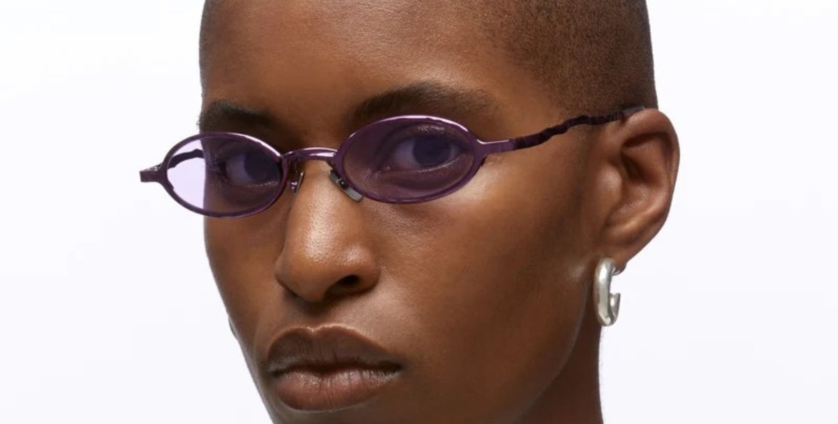 kuboraum Z24 FX ovale sonnenbrille aus metall in violett mit violetten hellen gläsern