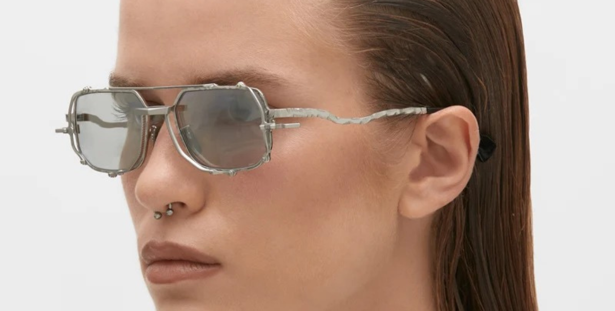 kuboraum Z71 SL eckige sonnenbrille in silber und matt silber mit grauen verpspiegelten gläsern